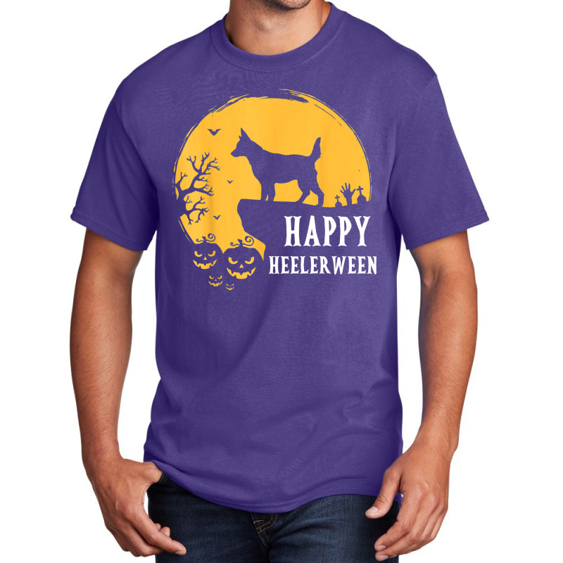 Australian Cattle Dog Full Moon Red Blue Heeler Halloween Basic T-shirt by Newest | Artistshot