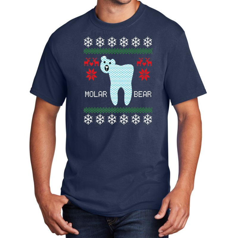 Christmas Ugly Sweater Molar Bear Dentist Basic T-shirt by AliaOwens | Artistshot