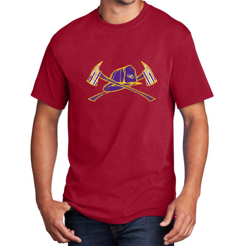 Lsu Tigers Firefighter Axe Flag - Apparel Basic T-shirt | Artistshot