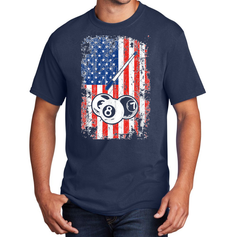 Billiards American Flag Cue Pool Balls Billiard Player Gift T Shirt Basic T-shirt | Artistshot