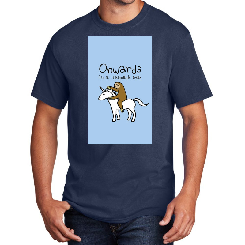 Onwards! At A Reasonable Speed (sloth Riding Unicorn) Basic T-shirt by Levinsonuhv | Artistshot