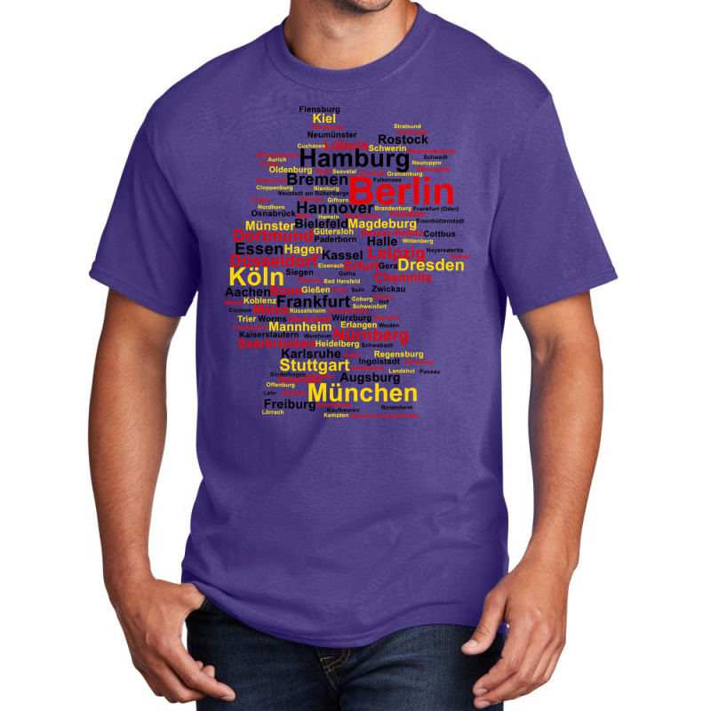 Germany Map Silhouette Towns Cities Flag Berlin Travel Basic T-shirt | Artistshot