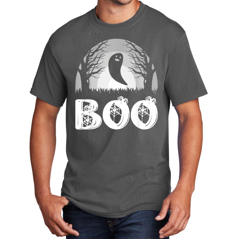 Boo With Spiders And Ghost Halloween Basic T-shirt by Newshirt | Artistshot