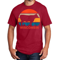 Cow Heifer Farm Owner State Of Wisconsin Dairy Farmer Retro Basic T-shirt | Artistshot