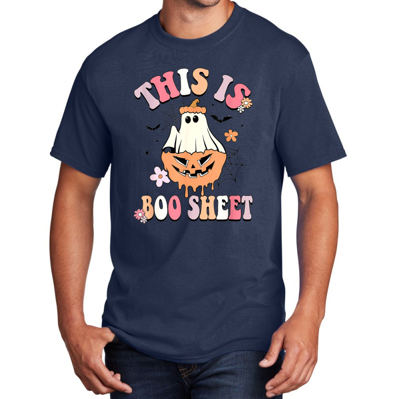 Groovy This Is Boo Sheet Floral Ghost Halloween Costume Basic T-shirt by Newart | Artistshot