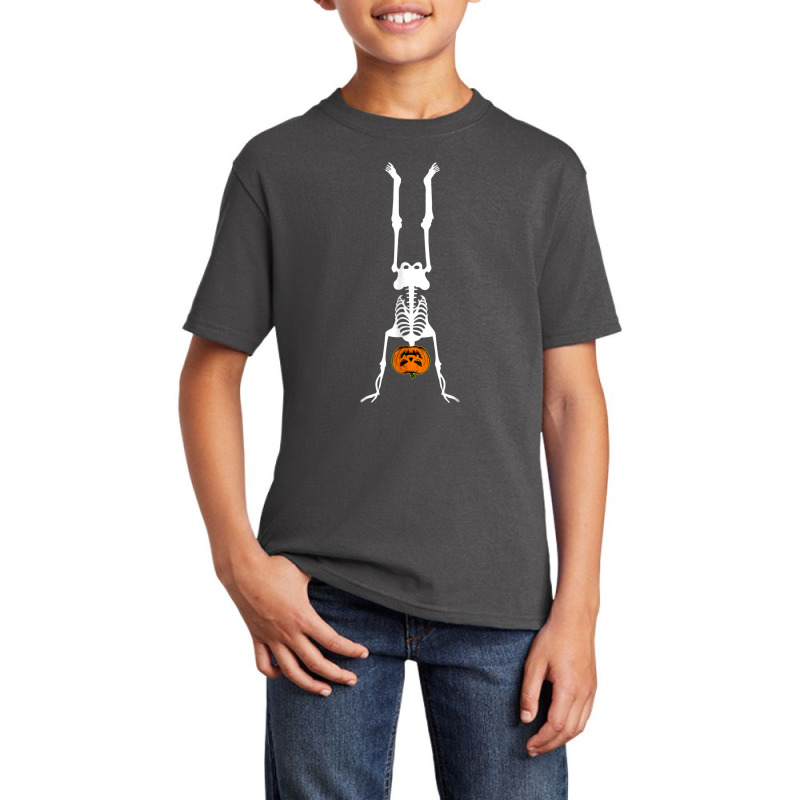 Skeleton Pumpkin Handstand Gymnastics Halloween Basic Youth T-shirt by Newest | Artistshot