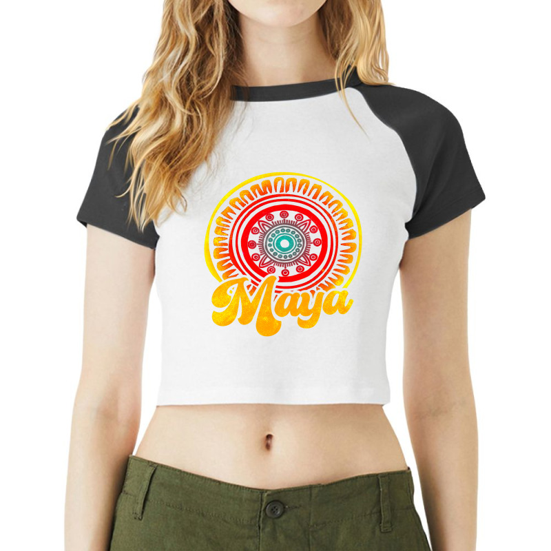 Maya Mayan Pattern Civilization Mesoamerica Centra Raglan Crop Top by MELISSABISHOP | Artistshot