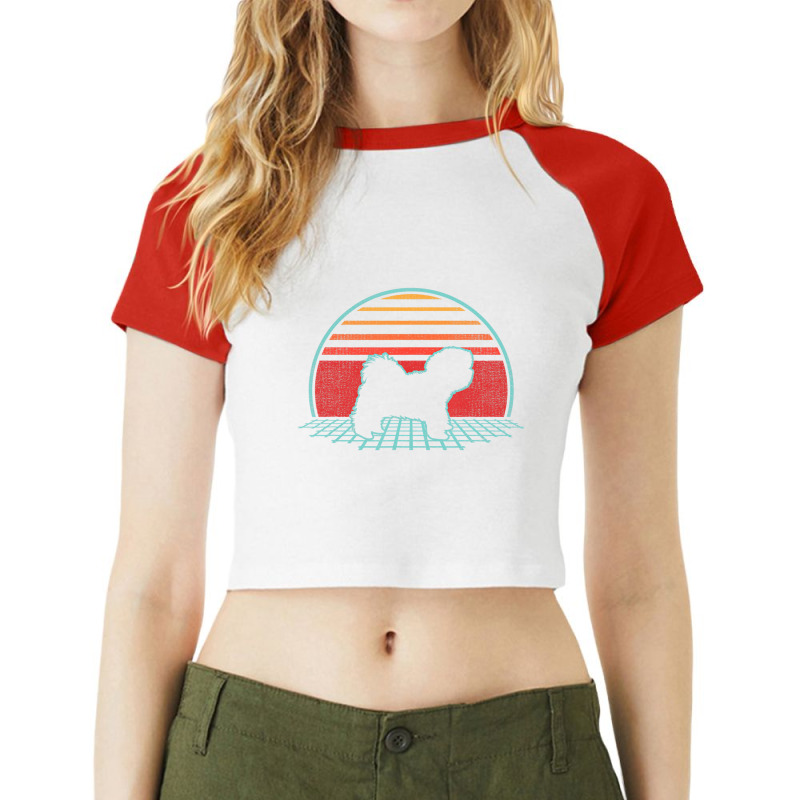 Havanese Retro Vintage Dog Lover 80s Style Gift T Raglan Crop Top | Artistshot