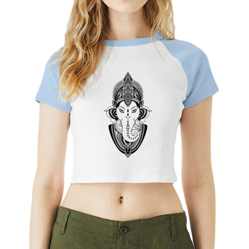 Ganesha God Deity Indian India Yoga Meditation T S Raglan Crop Top by ewubea | Artistshot