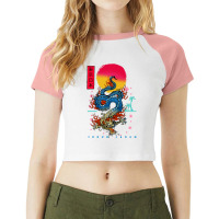 Japanese Tokyo Dragon Asian Retro 80’s Style 2 Raglan Crop Top | Artistshot