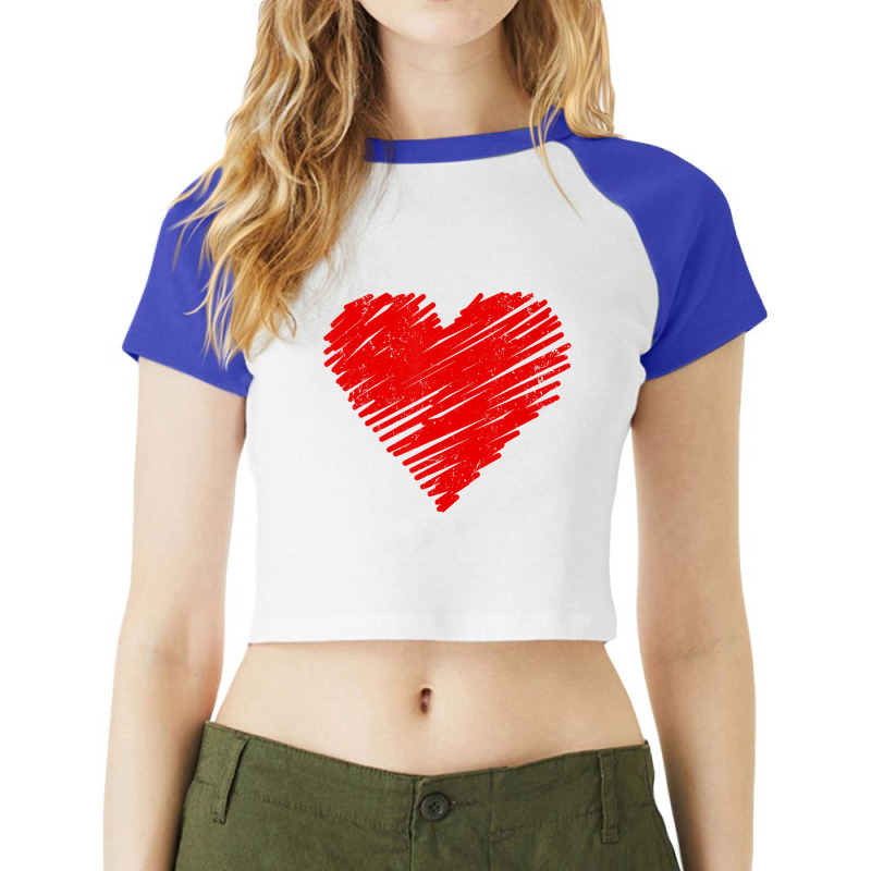 Vintage Red Heart Partner Kids Love Valentine's Da Raglan Crop Top by terrilyn | Artistshot