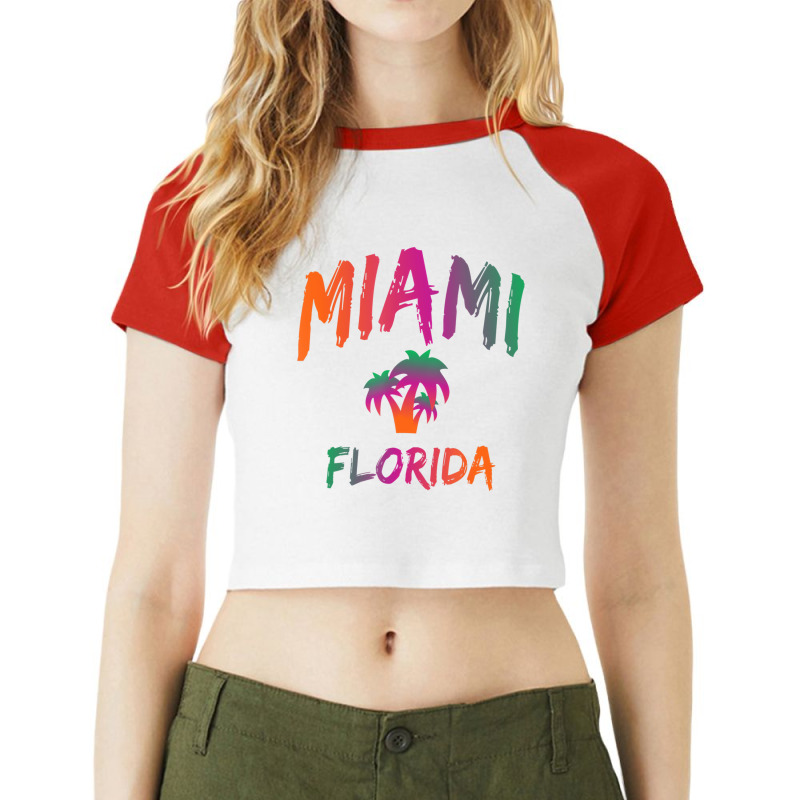 Miami   Florida   Tie Dye Text Print   Classic T S Raglan Crop Top by bettincam | Artistshot