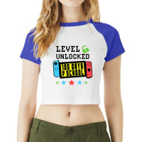 Level Unlocked 100 Days Of School Gamer Graphic Ar Raglan Crop Top | Artistshot