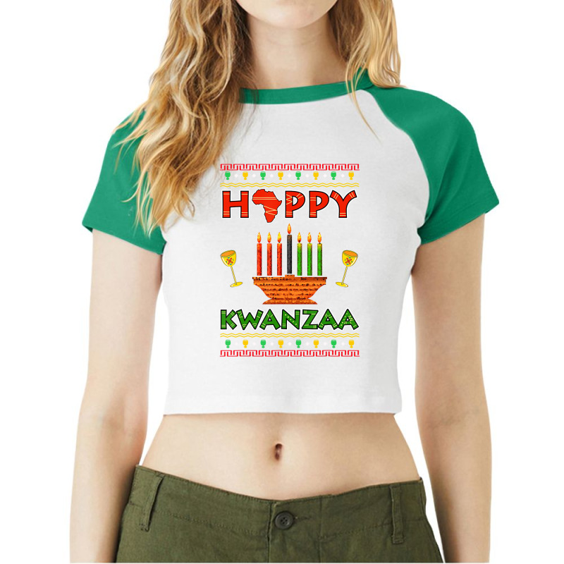 Happy Kwanzaa Kinara Candles African American Chri Raglan Crop Top by aiiluurosy | Artistshot