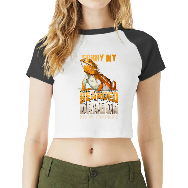 Sorry My Bearded Dragon Ate My Homework Funny Liza Raglan Crop Top by whoretacarpal | Artistshot