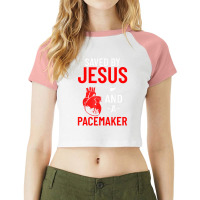 Saved By Jesus And A Pacemaker Heart Disease Aware Raglan Crop Top | Artistshot