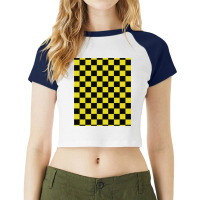 Black And Yellow Checks Raglan Crop Top | Artistshot