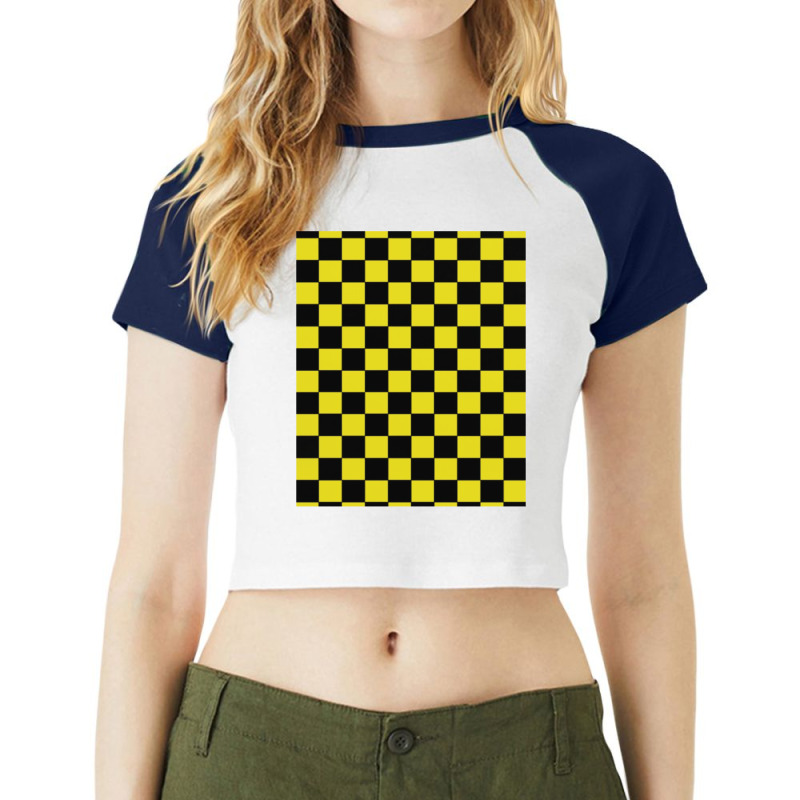 Black And Yellow Checks Raglan Crop Top by wilktopick1 | Artistshot