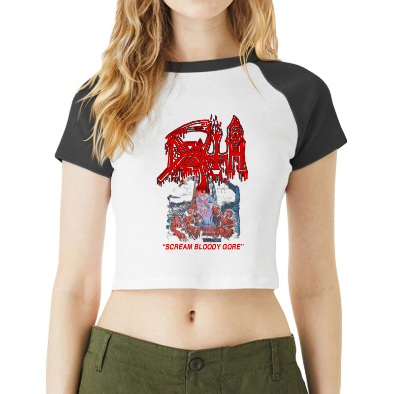 New Death Scream Bloody Gore T Shirt Raglan Crop Top by candleardikas | Artistshot