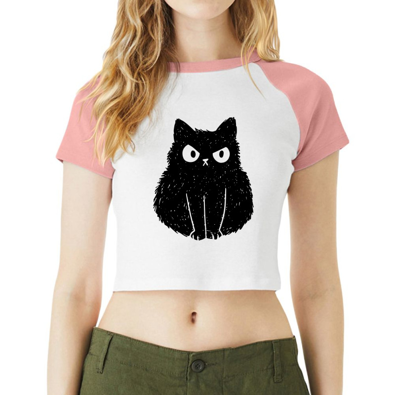 Cat Angry Feline Novelty Raglan Crop Top by ifa art | Artistshot