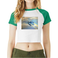 Flying Blue Car Raglan Crop Top | Artistshot