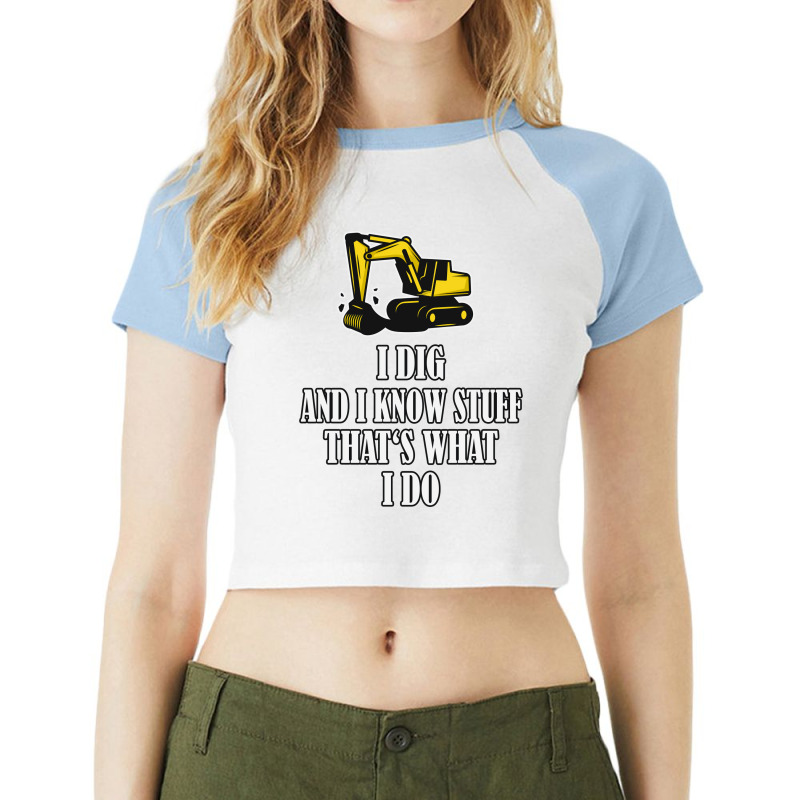 Funny Construction Worker Excavator Cool Raglan Crop Top by commeyvancht | Artistshot