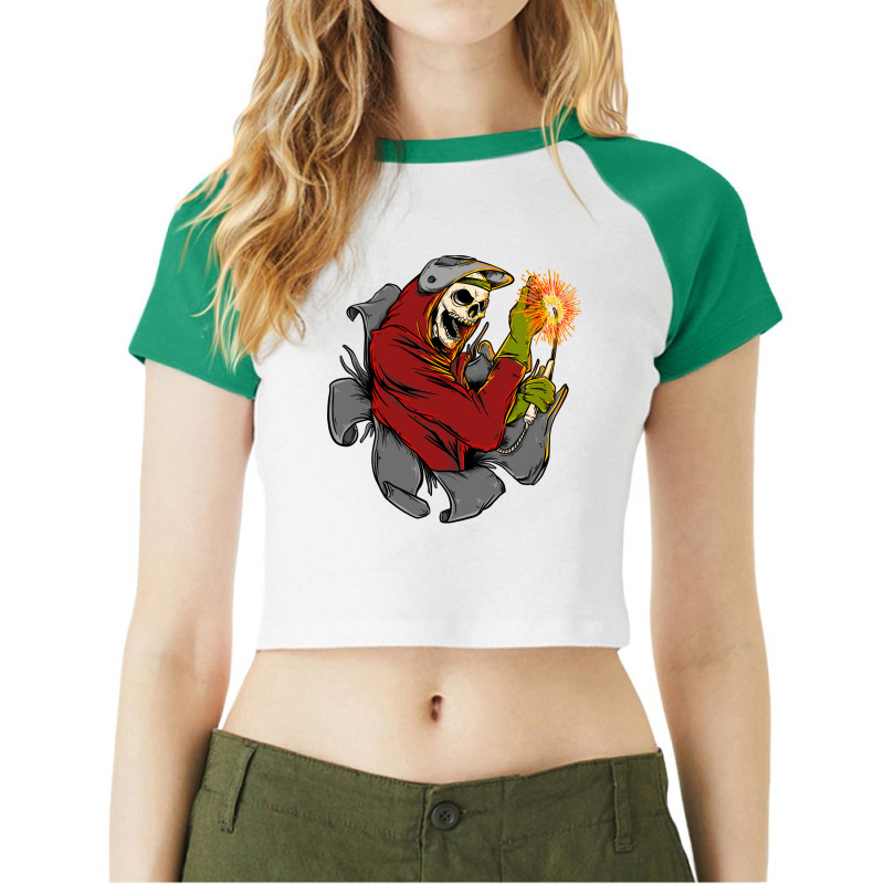 Welder Skull Raglan Crop Top by kuzuyawyrickh | Artistshot