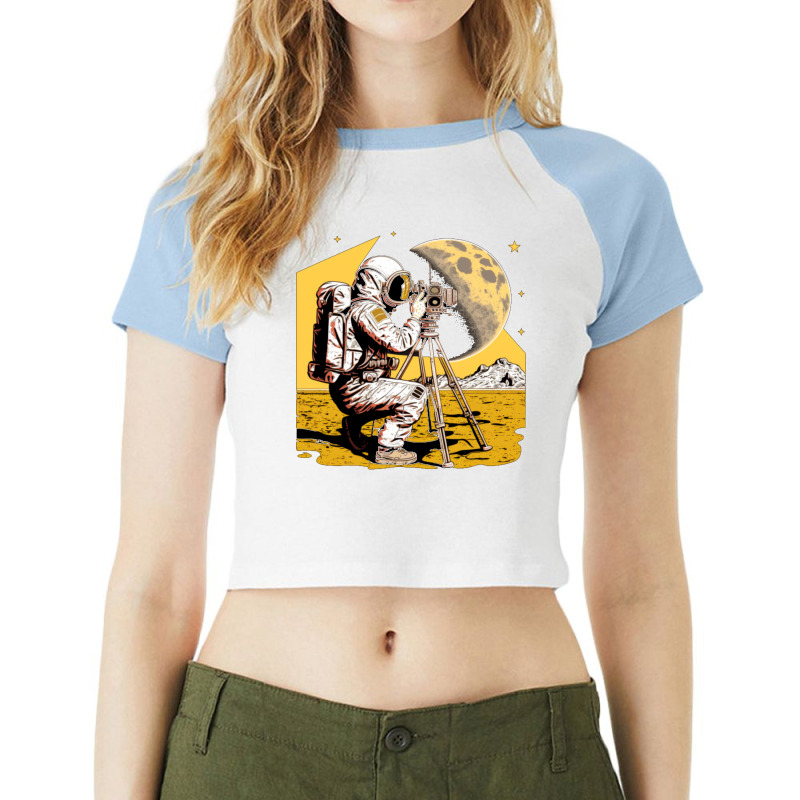 Astronaut Surveyor And Civil Engineering Retro Raglan Crop Top by quinneahsm1 | Artistshot