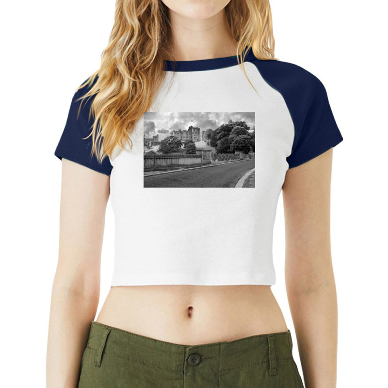 Alnwick Castle In Monochrome Raglan Crop Top by ahakascalisi0 | Artistshot