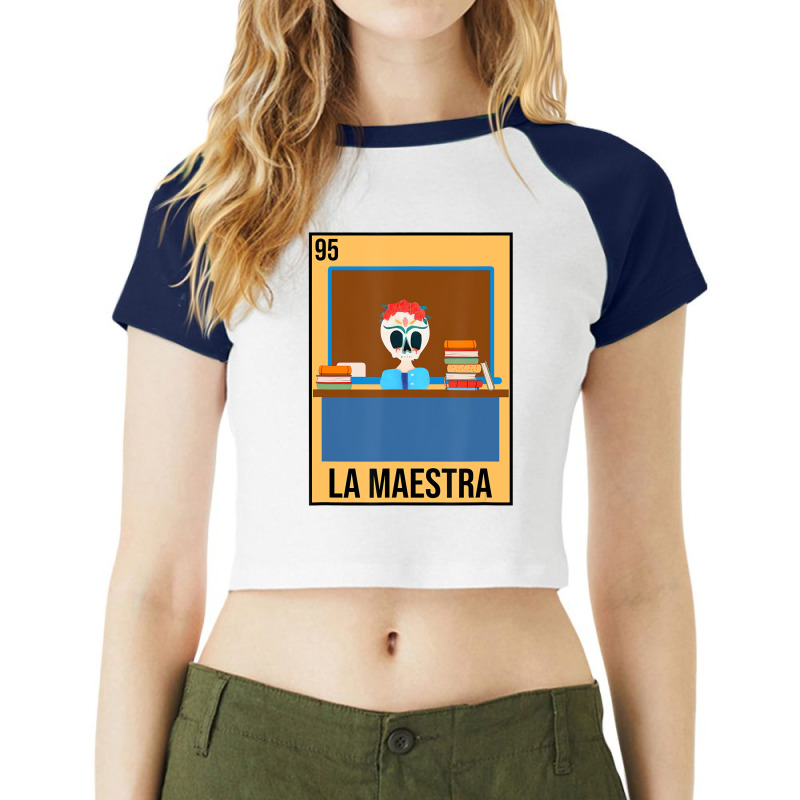 La Maestra Floral Skull Spanish Latina Bilingual T Raglan Crop Top by tamicam | Artistshot