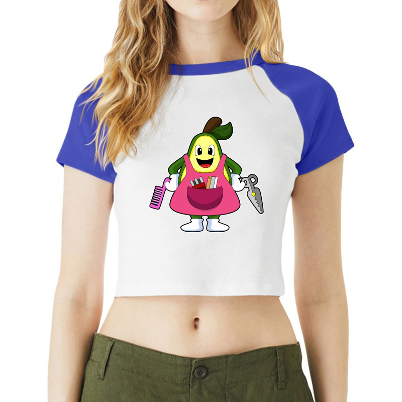 Avocado As Hairdresser With Scissors Comb (1) (1) Raglan Crop Top by doubleshikd | Artistshot