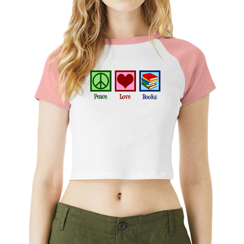 Peace Love Books Music Raglan Crop Top by nanedohoomae | Artistshot