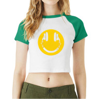 Happy Smile Face Dj Love Raglan Crop Top | Artistshot