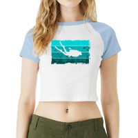 Diver Scuba Diving Diver Blue Raglan Crop Top | Artistshot