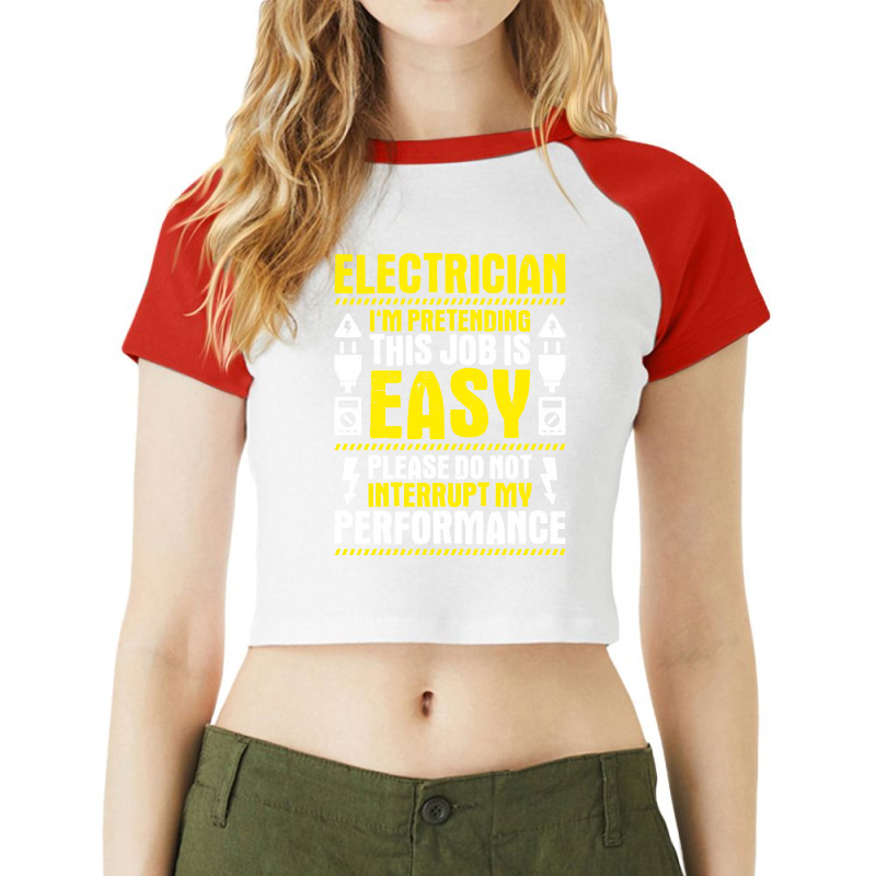 Electrician Lineman Wireman Electronics Technician Raglan Crop Top by dakliiherbw | Artistshot