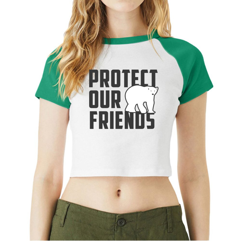 Protect Our Friends Polar Bear Cool Raglan Crop Top by mantzaridayu | Artistshot