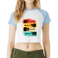 Vintage Retro Guitars Raglan Crop Top | Artistshot