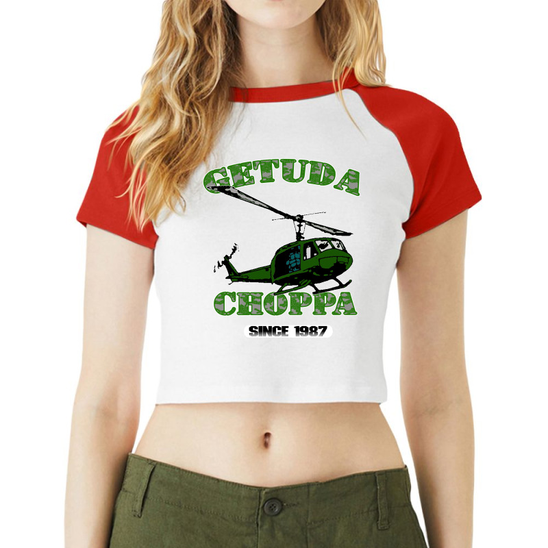 Getuda Choppa On Black 80s Raglan Crop Top by kipgenarguinc | Artistshot