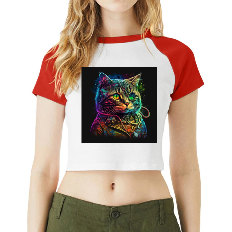 Cute Cats In Medical Clothes Raglan Crop Top by TheDol | Artistshot