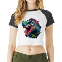 Dinosaurus Angry Raglan Crop Top | Artistshot