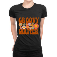 Groovy Writer Design For Author Journalist Funny Q Ladies Fitted T-shirt | Artistshot