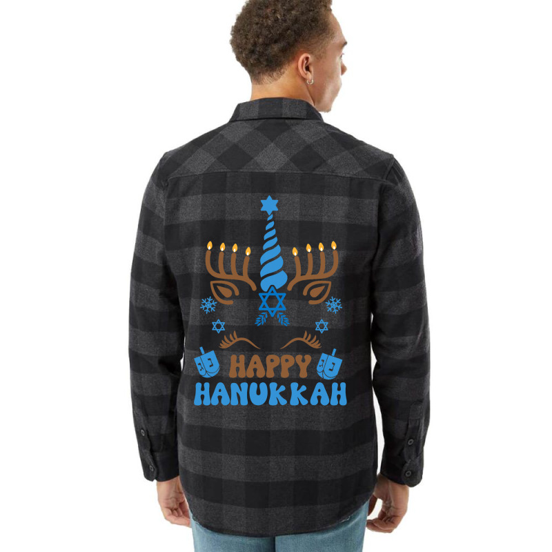 Happy Hanukkah Unicorn Chanukah Menorah Dreidel Flannel Shirt | Artistshot