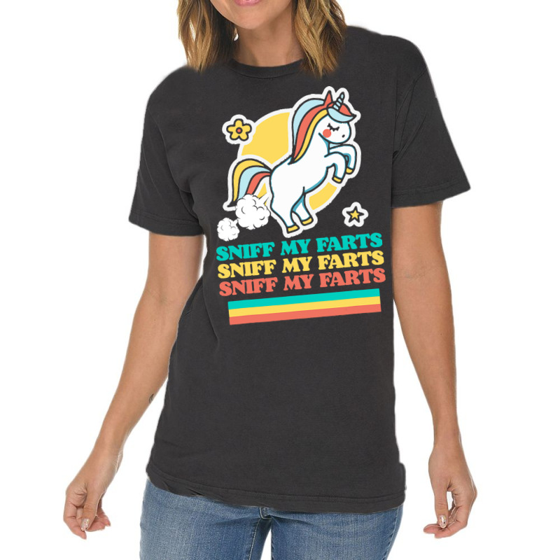 Funny Sniff My Farts Cute Attitude Farting Unicorn Vintage T-shirt | Artistshot