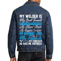 Funny Welding Design For A Welder Wife Girlfriend  Men Denim Jacket | Artistshot