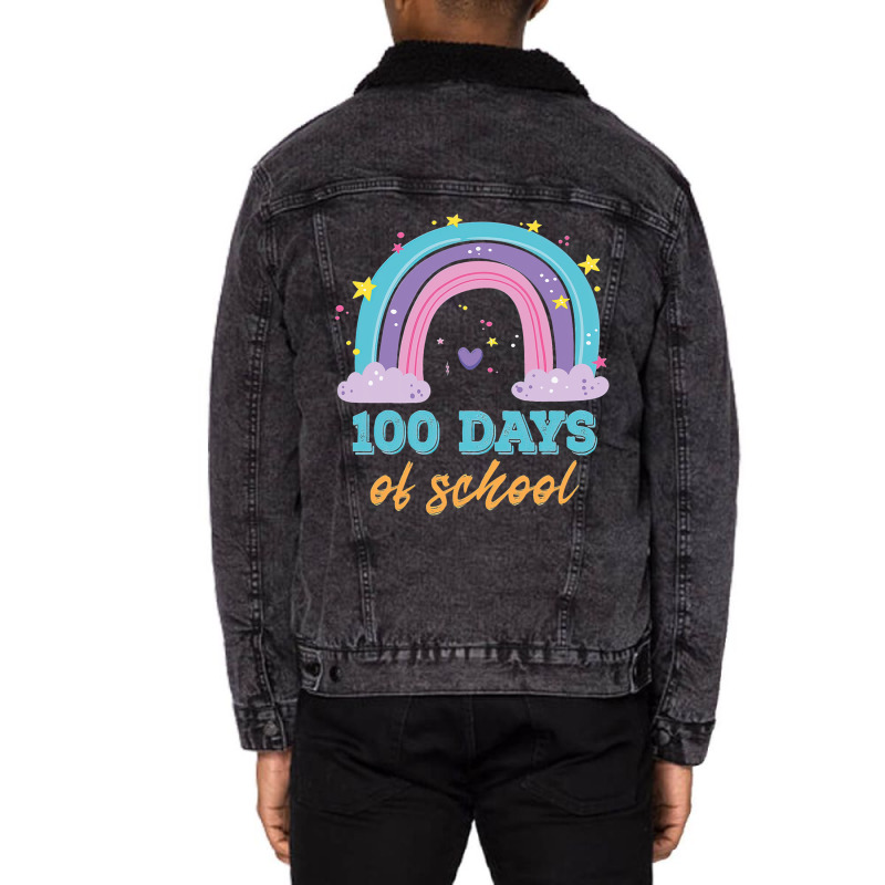 Happy 100th Day Of School Unicorn 100 Magical Days Unisex Sherpa-lined Denim Jacket | Artistshot