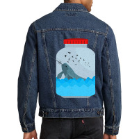 Funny Narwhal Glass Narwhal Unicorn Of The Sea Men Denim Jacket | Artistshot