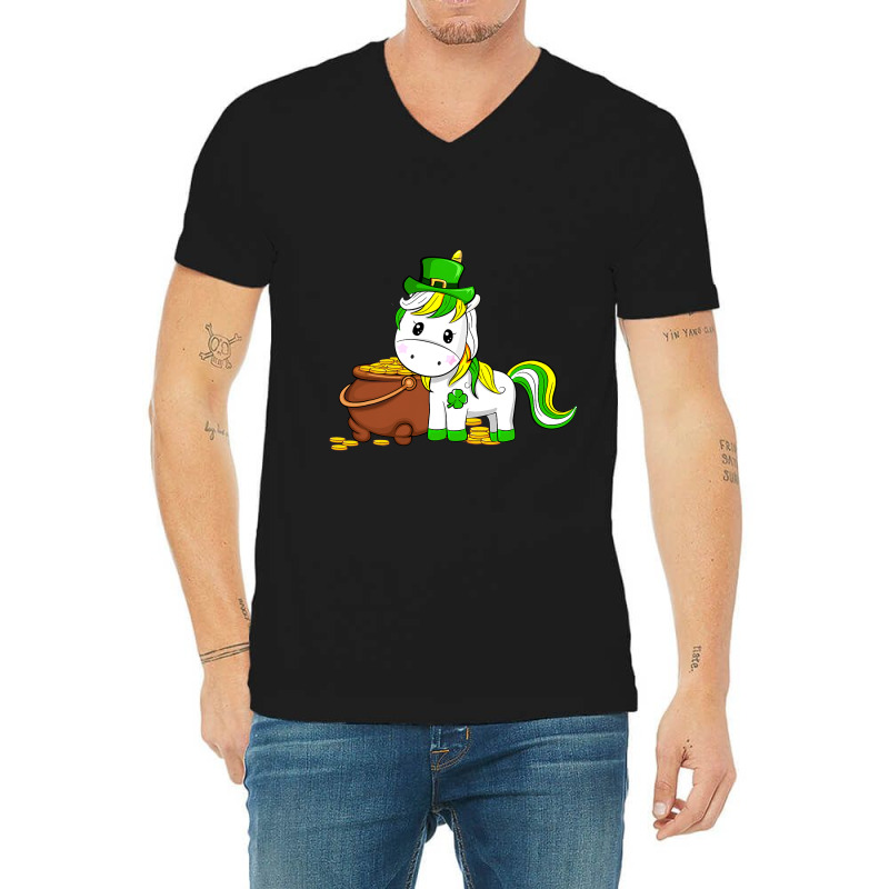 Funny Unicorn Leprechaun Hat St Patricks Day Gifts V-neck Tee | Artistshot