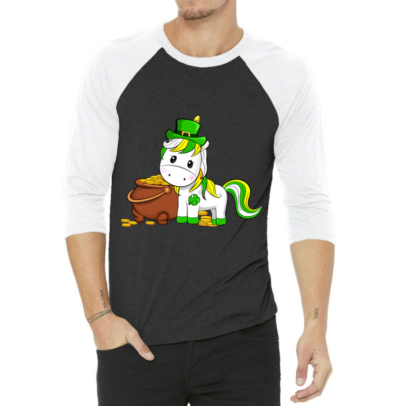 Funny Unicorn Leprechaun Hat St Patricks Day Gifts 3/4 Sleeve Shirt | Artistshot