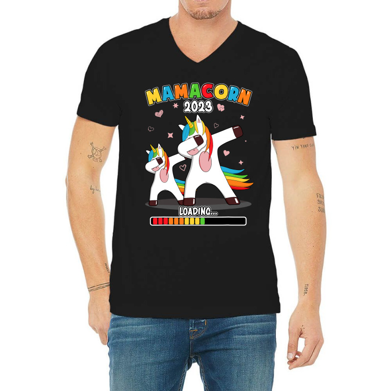 Future Mom Loading Mamacorn Mother To Be Unicorn V-neck Tee | Artistshot