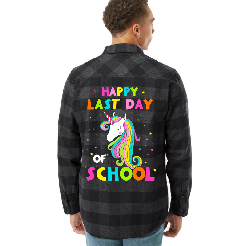 Happy Last Day Of School Funny Summer Unicorn Shir Flannel Shirt | Artistshot